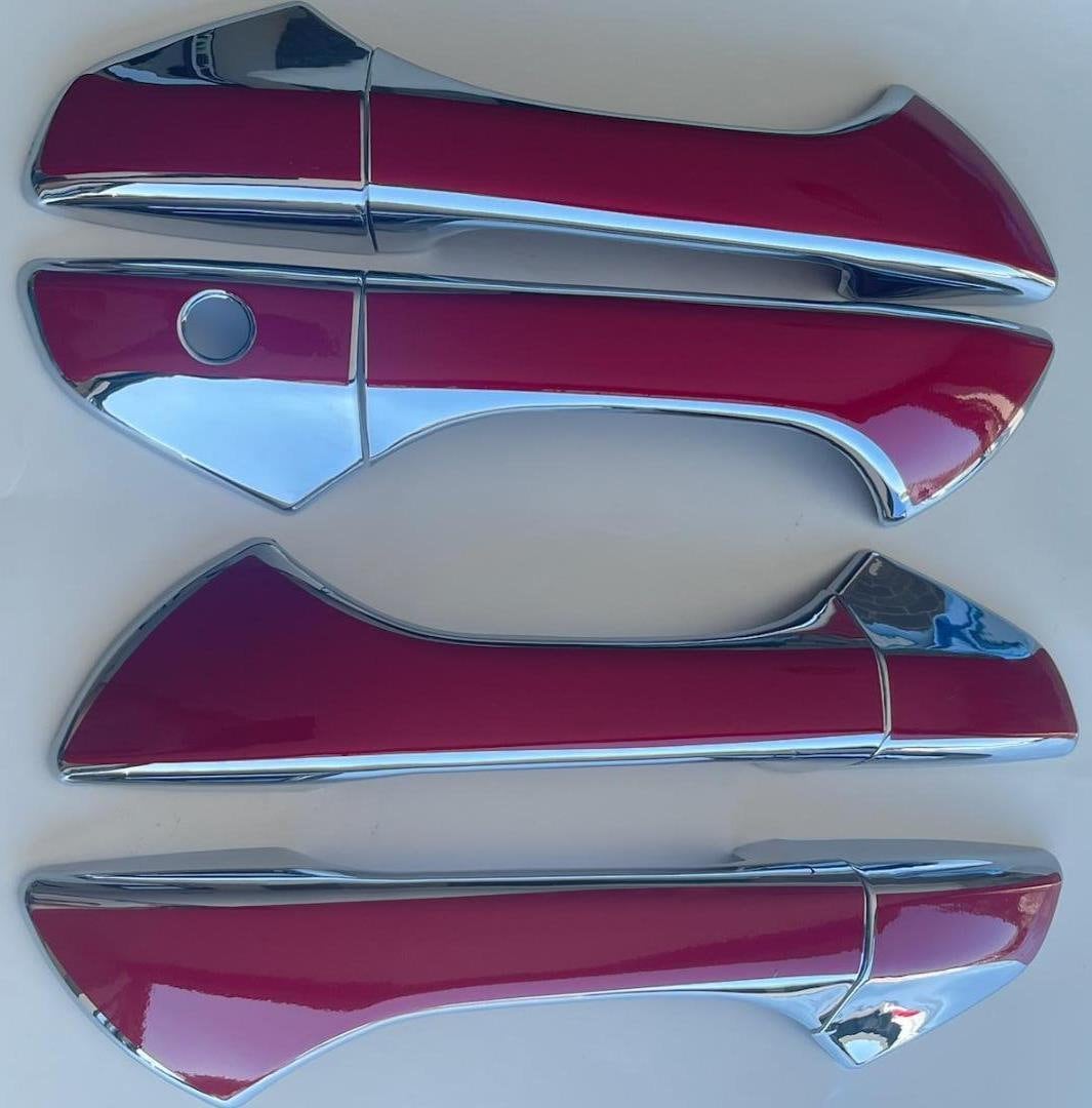 Full Set of Custom Black OR Chrome Door Handle Overlays / Covers For 2008 - 2012 Honda Accord - You Choose Color of the Middle Insert
