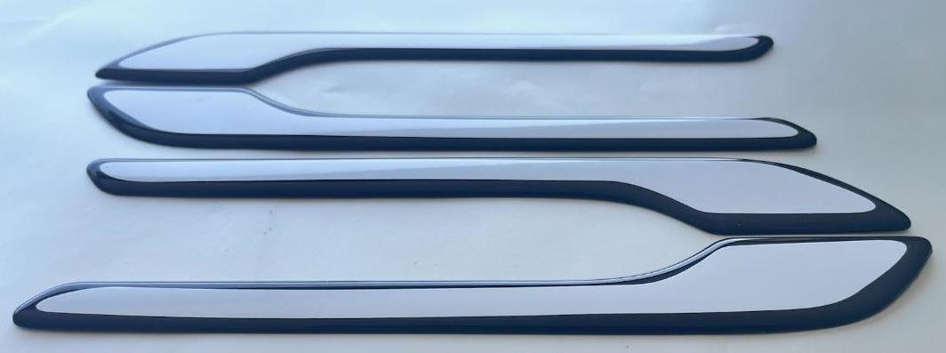 Full Set of Custom Black OR Chrome Door Handle Overlays / Covers For 2017 - 2024 Tesla Model 3 - You Choose The Color of the Middle Insert