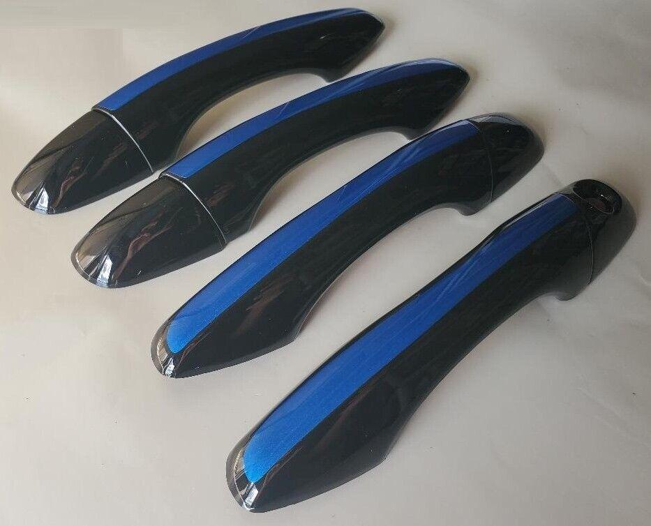 Full Set of Custom Black and Color Car Door Handle Overlays / Covers For the 2016 - 2020 Kia Sorento -- You Choose the Middle Color Insert