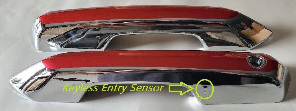 Full Set of Custom Chrome or Black Door Handle Overlays For the 2024 - 2026 Ford Mustang - You Choose the Color of the Middle Insert