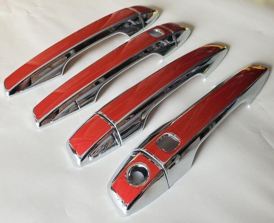 Set of Custom Black or Chrome & Color Door Handle Overlays For the 2022 - 2025 Mitsubishi Outlander -- You Choose the Middle Color Insert