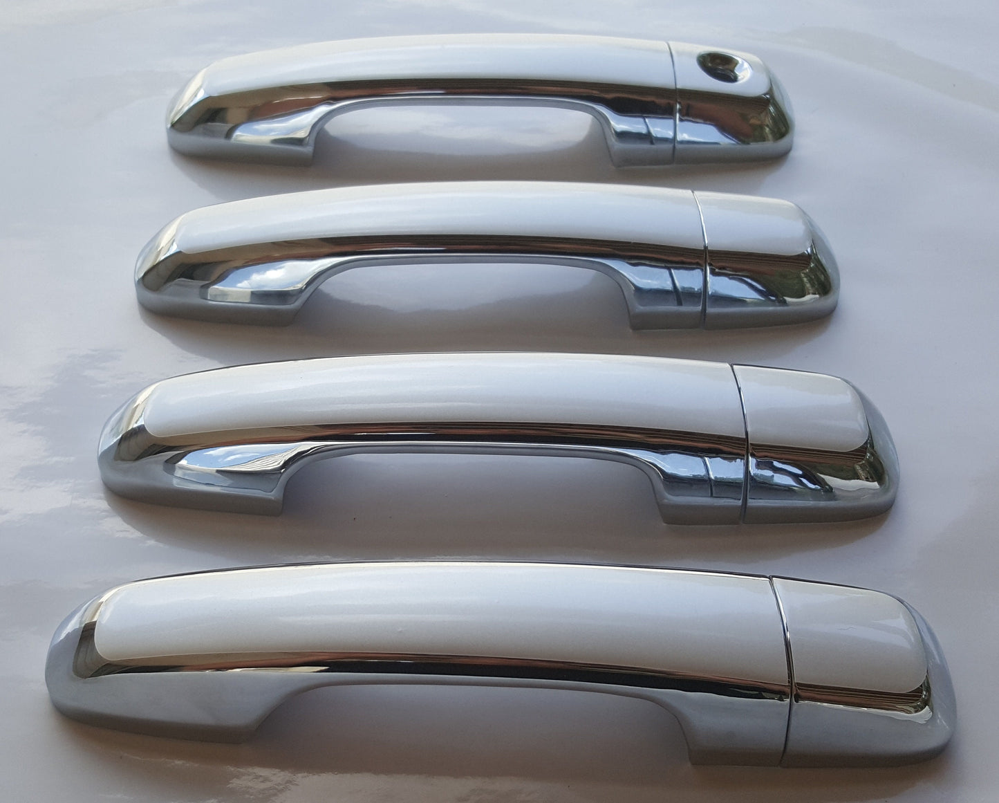 Full Set of Custom Black OR Chrome Door Handle Overlays / Covers For 2010 - 2022 Toyota 4Runner - You Choose the Color of the Middle Insert