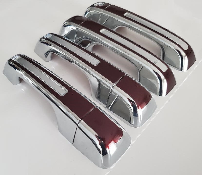 Full Set of Custom Black OR Chrome Door Handle Overlays / Covers For the 2019 - 2022 Dodge Ram 1500 -- You Choose the Middle Color Insert
