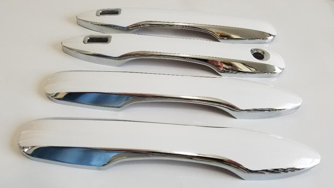 Full Set of Custom Black OR Chrome Door Handle Overlays / Covers For 2019 - 2022 Toyota Corolla - You Choose the Color of the Middle Insert