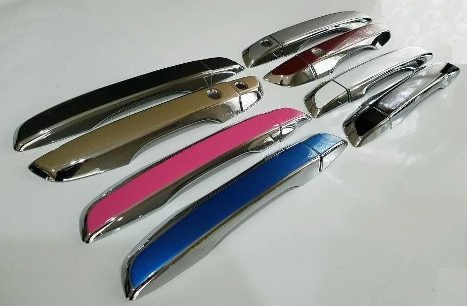 Full Set of Custom Black OR Chrome Door Handle Overlays / Covers For 2017 - 2022 Honda CR-V -- You Choose the Color of the Middle Insert