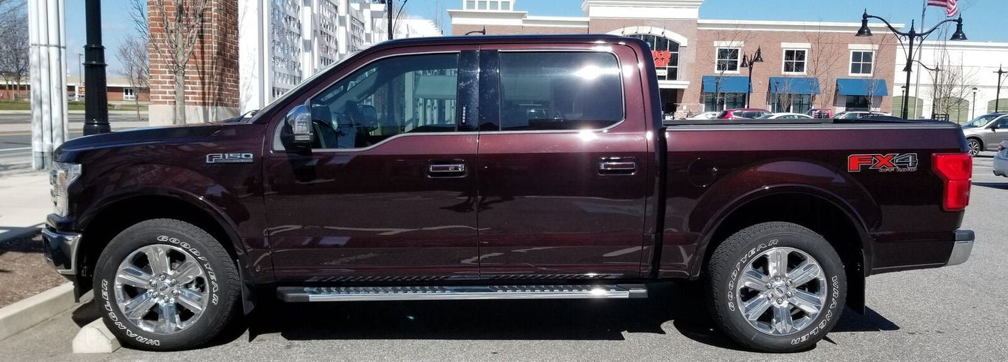 Full Set of Custom Black OR Chrome Door Handle Overlays / Covers For the 2015 - 2019 Ford F150  -- You Choose the Middle Color Insert