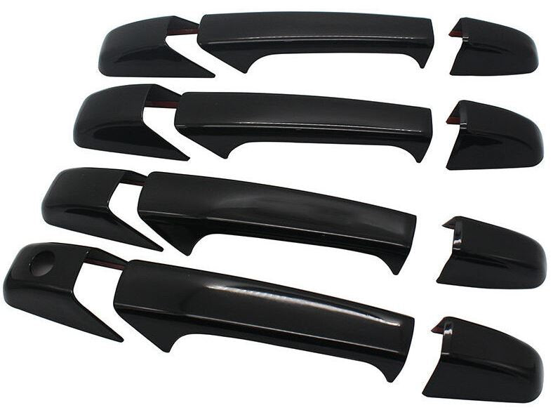Full Set of Custom Black OR Chrome Door Handle Overlays / Covers For the 2007 - 2013 Chevy Silverado -- You Choose the Middle Color Insert