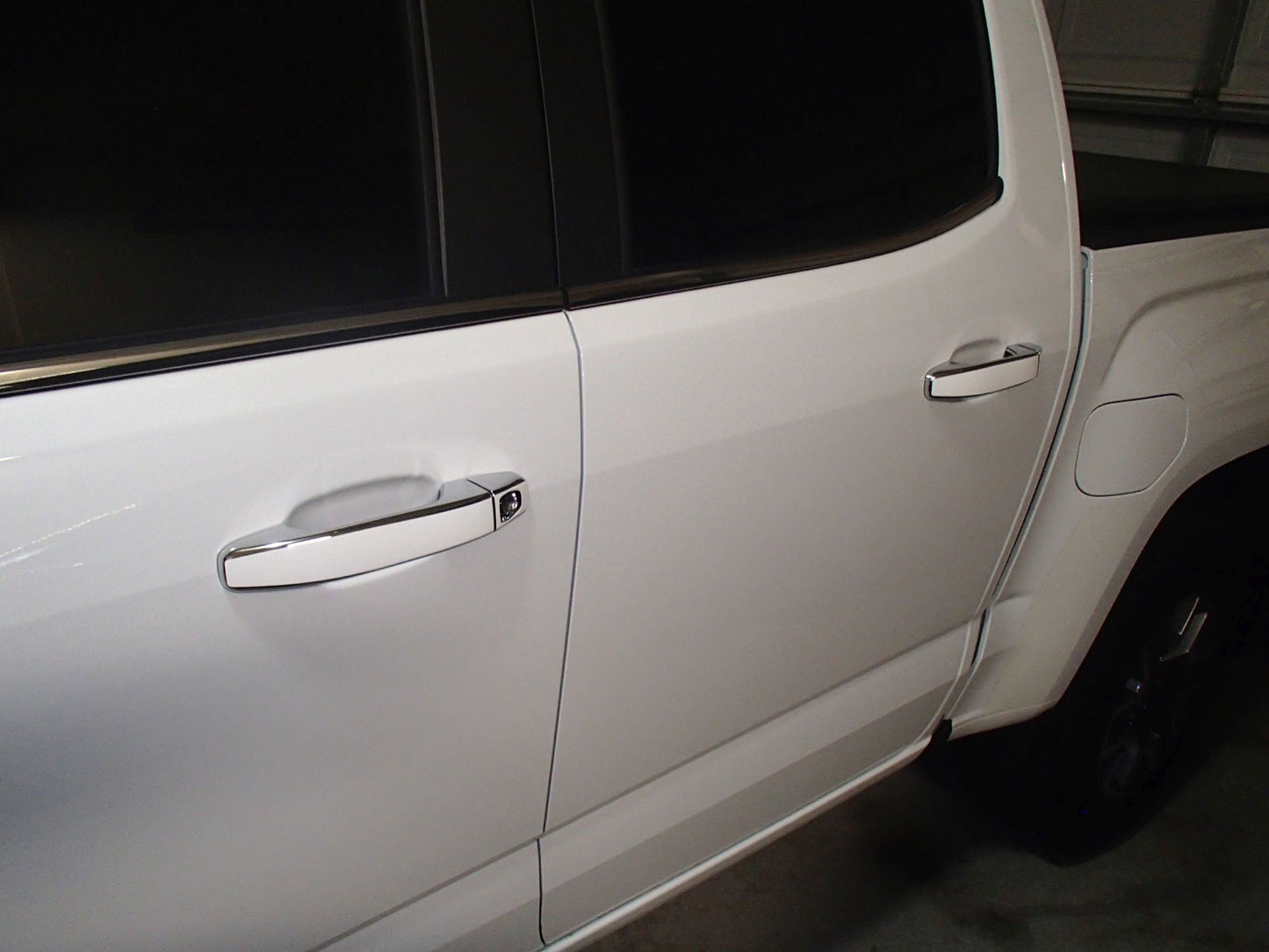 Full Set of Custom Black OR Chrome Door Handle Overlays / Covers For the 2014 - 2022 Chevy Colorado -- You Choose the Middle Color Insert