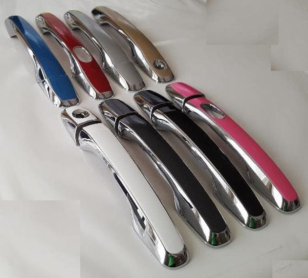 Full Set of Custom Black OR Chrome Door Handle Overlays / Covers For the 2011 - 2014 Ford Edge -- You Choose the Middle Color Insert