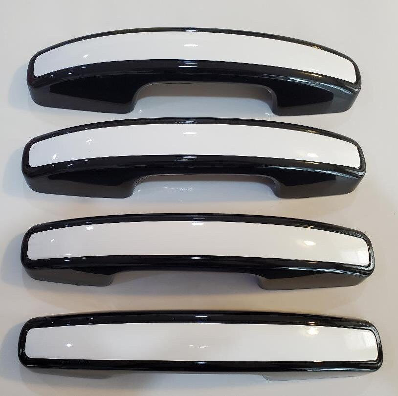 Full Set of Custom Black OR Chrome Door Handle Overlays / Covers For the 2018 - 2023 Ford Expedition -- You Choose the Middle Color Insert
