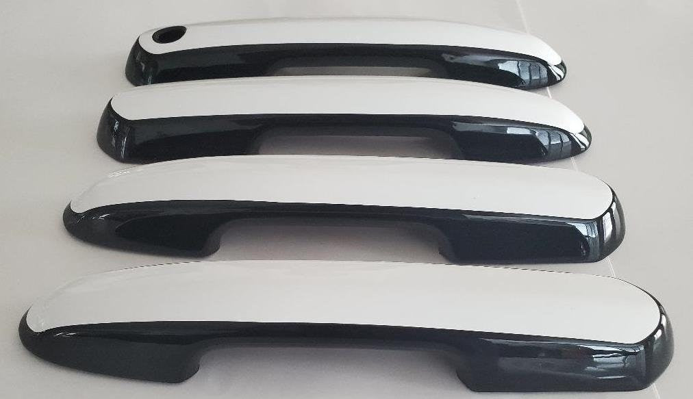 Full Set of Custom Black OR Chrome Door Handle Overlays / Covers For 2020-2023 Toyota Highlander - You Choose the Color of the Middle Insert