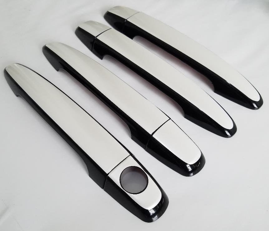 Full Set of Custom Black OR Chrome Door Handle Overlays / Covers For 2007 - 2009 Lexus RX350 - You Choose the Color of the Middle Insert