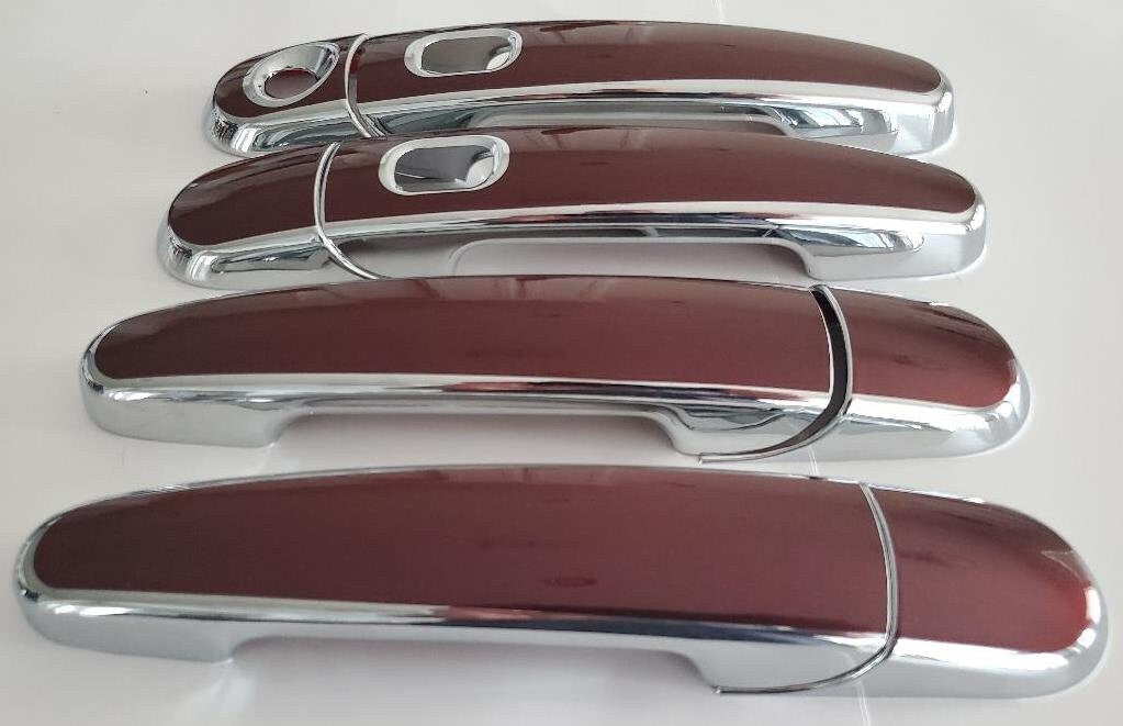 Full Set of Custom Black OR Chrome Door Handle Overlays / Covers For the 2010 - 2019 Ford Taurus -- You Choose the Middle Color Insert