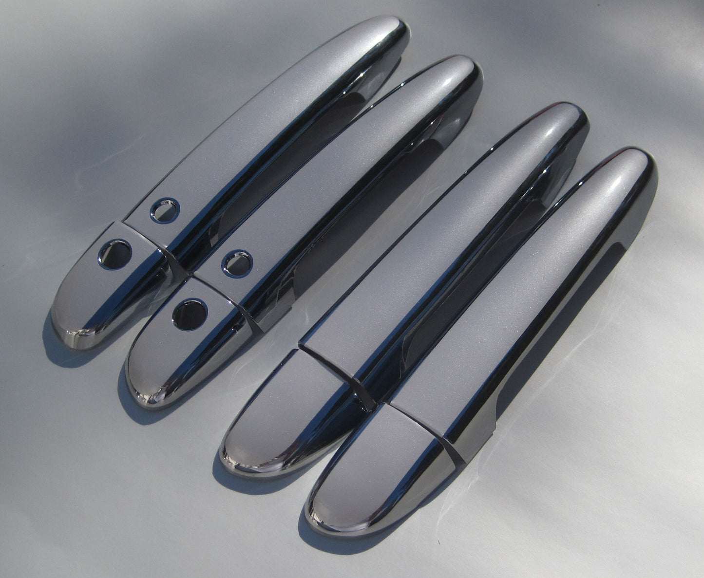 Full Set of Custom Black OR Chrome Door Handle Overlays / Covers For 2009 - 2019 Mazda 3 -- You Choose the Color of the Middle Insert