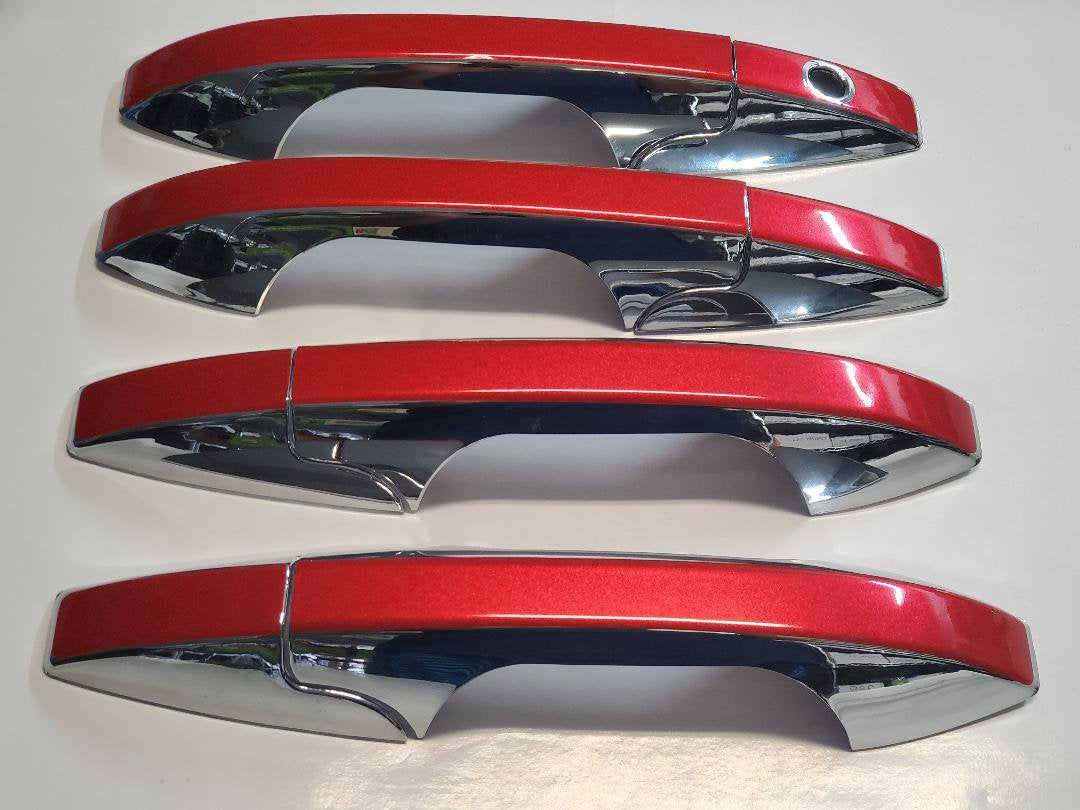 Full Set of Custom Chrome or Black Door Handle Overlays / Covers For the 2007 - 2012 Acura RDX -- You Choose the Middle Color Insert