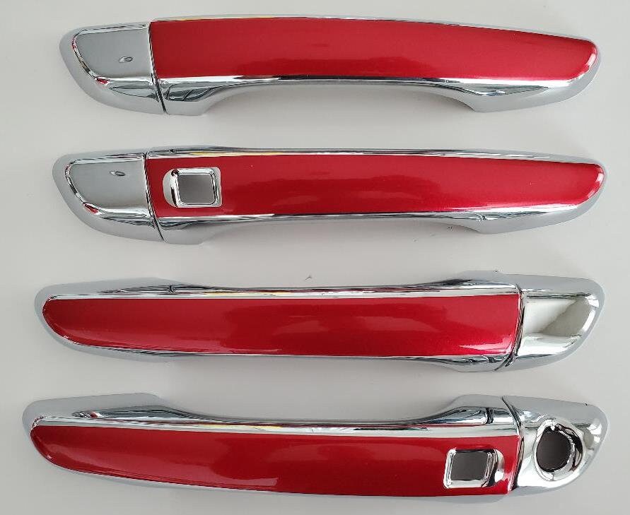 Full Set of Custom Chrome Door Handle Overlays / Covers For the 2017 – 2020 Elantra Hyundai -- You Choose the Middle Color Insert