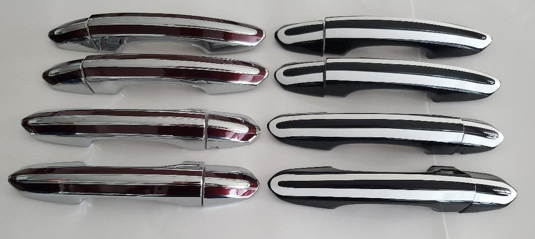 Full Set of Custom Black OR Chrome Door Handle Overlays / Covers For the 2015 - 2020 Ford Edge -- You Choose the Middle Color Insert