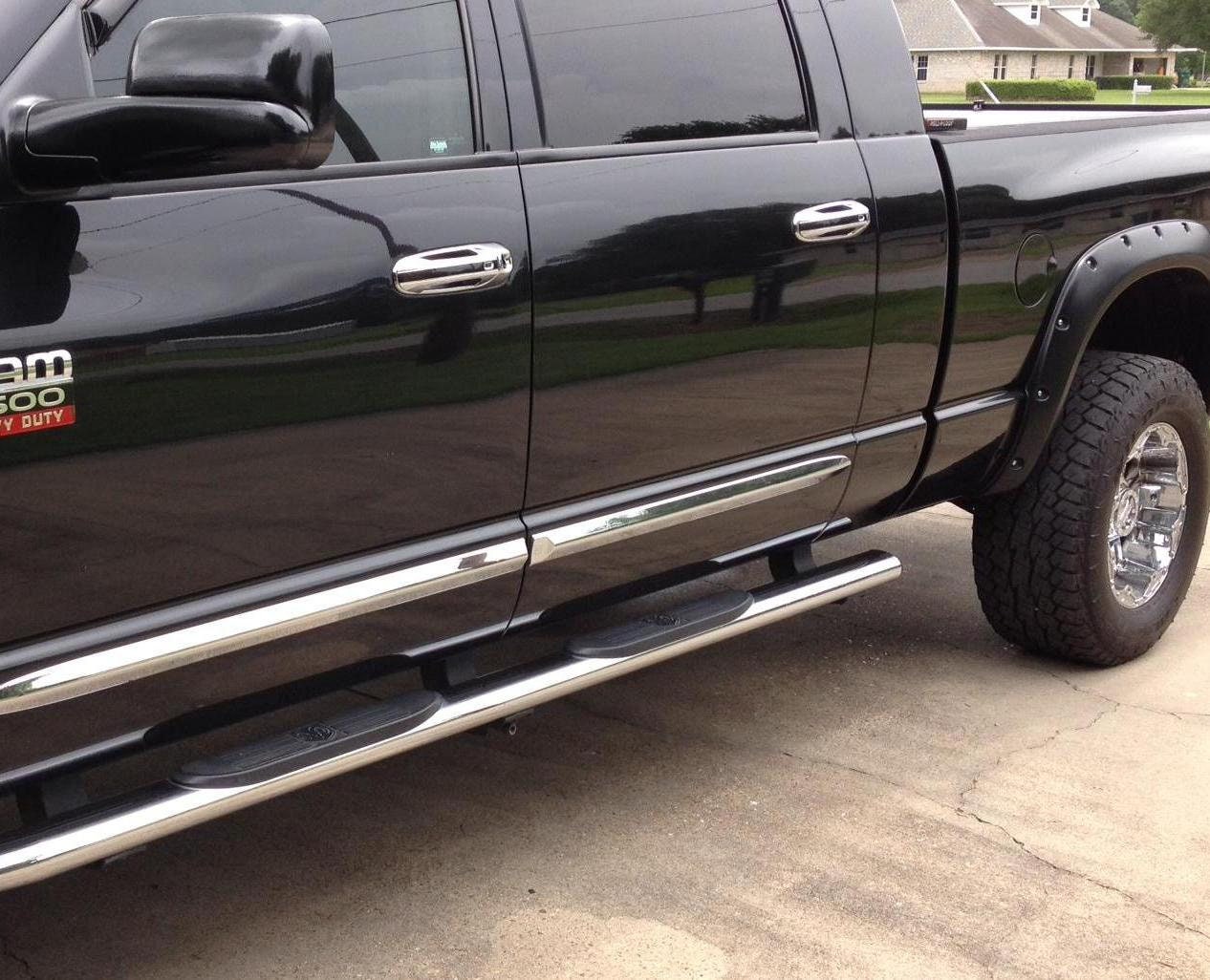 Full Set Custom Black OR Chrome Door Handle Overlays / Covers For the 2002 - 2008 Dodge Ram Truck
