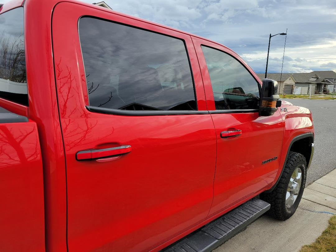 Full Set Custom Black OR Chrome Door Handle Covers For 2020 - 2022 Chevy Silverado 2500HD 3500HD -- You Choose Middle Color Insert