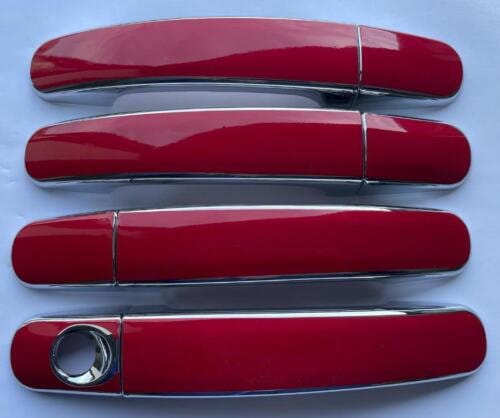 Full Set of Custom Black OR Chrome Door Handle Overlays / Covers For the 2013 - 2019 Ford Escape -- You Choose the Middle Color Insert