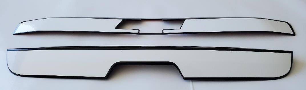 Set of 2 (Upper and Lower) Custom Black OR Chrome Tailgate Covers For the 2015 - 2020 Chevy Suburban -- You Choose the Middle Color Insert