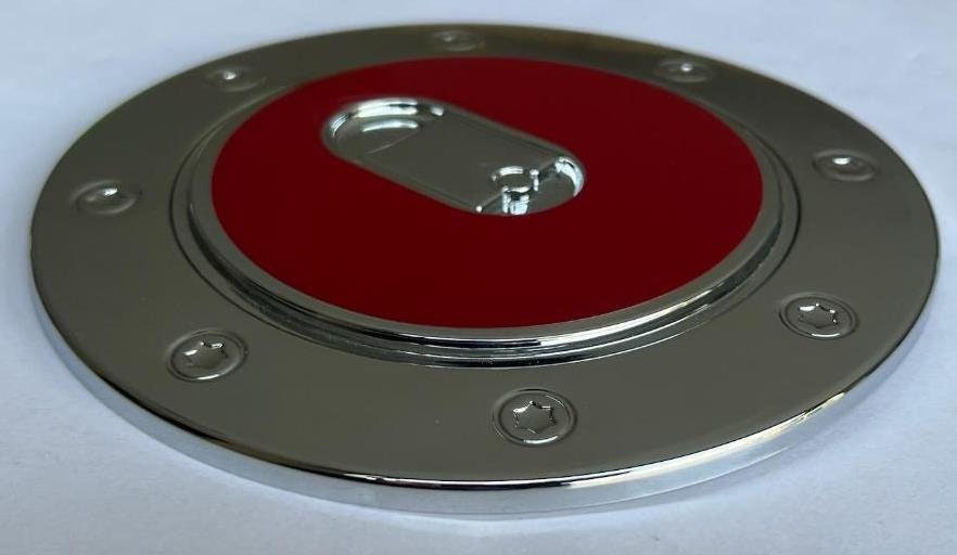 Custom Black OR Chrome Gas Door Cover For the 2015 - 2021 Chevy Tahoe -- You Choose the Middle Color Insert