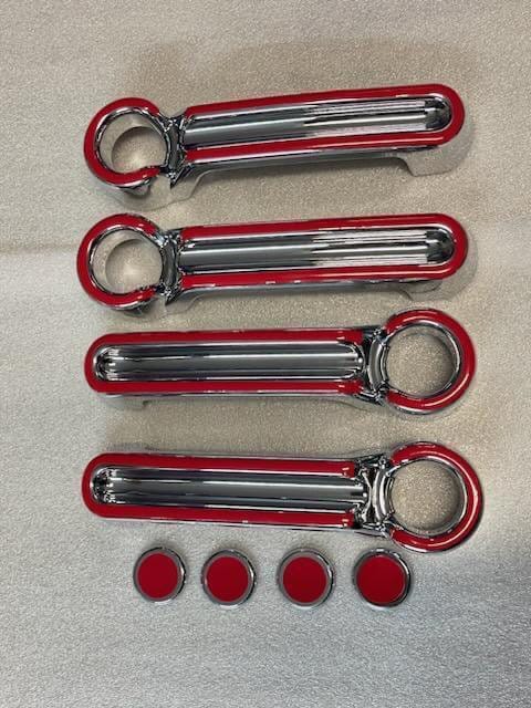 Full Set Custom Black OR Chrome Door Handle Overlays / Covers For the 2018 Jeep Wrangler JK - You Choose the Middle Color Insert