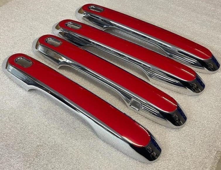 Full Set of Custom Chrome Door Handle Overlays / Covers For the 2023 - 2025 Lexus RZ450e You Choose the Color of the Middle Insert