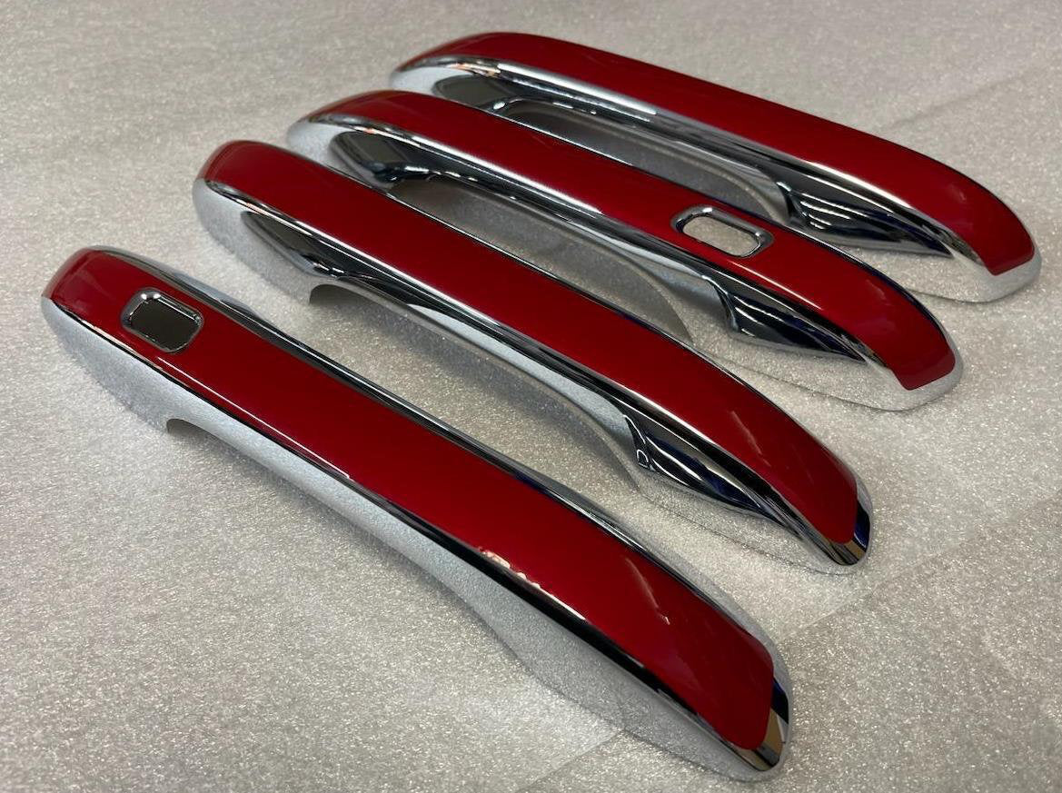 Full Set of Custom or Black Chrome Door Handle Overlays / Covers For the 2021 - 2024 Kia Sorento You Choose the Color of the Middle Insert