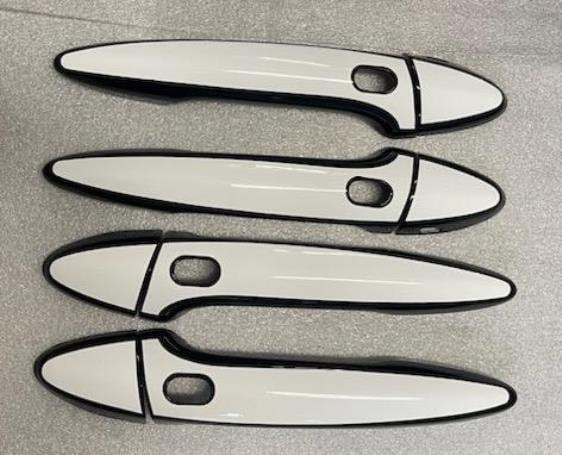 Full Set of Custom Gloss Black Door Handle Overlays / Covers For the 2008 - 2016 Lexus LS600H You Choose the Color of the Middle Insert