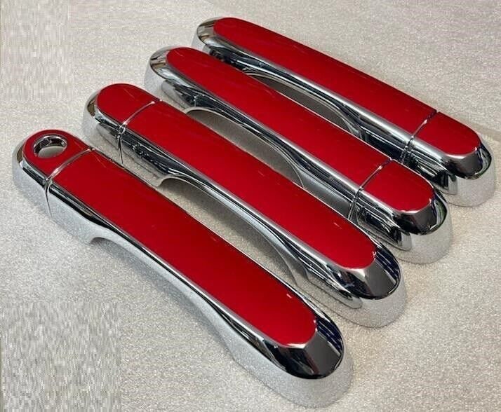 Full Set Custom Black OR Chrome Door Handle Overlays / Covers For the 2015 - 2024 Jeep Renegade - You Choose the Middle Color Insert