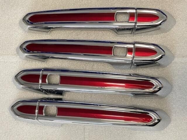 Full Set of Custom Black OR Chrome Door Handle Overlays / Covers For the 2020 - 2024 Cadillac CT4 You Choose the Color of the Middle Insert