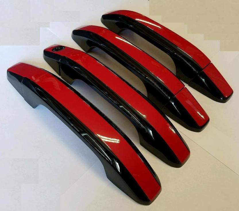 Custom Auto Accents Door Handle Overlays For Chevy Silverado 1500 2019-2024 – Black Or Chrome – You Pick Middle Color