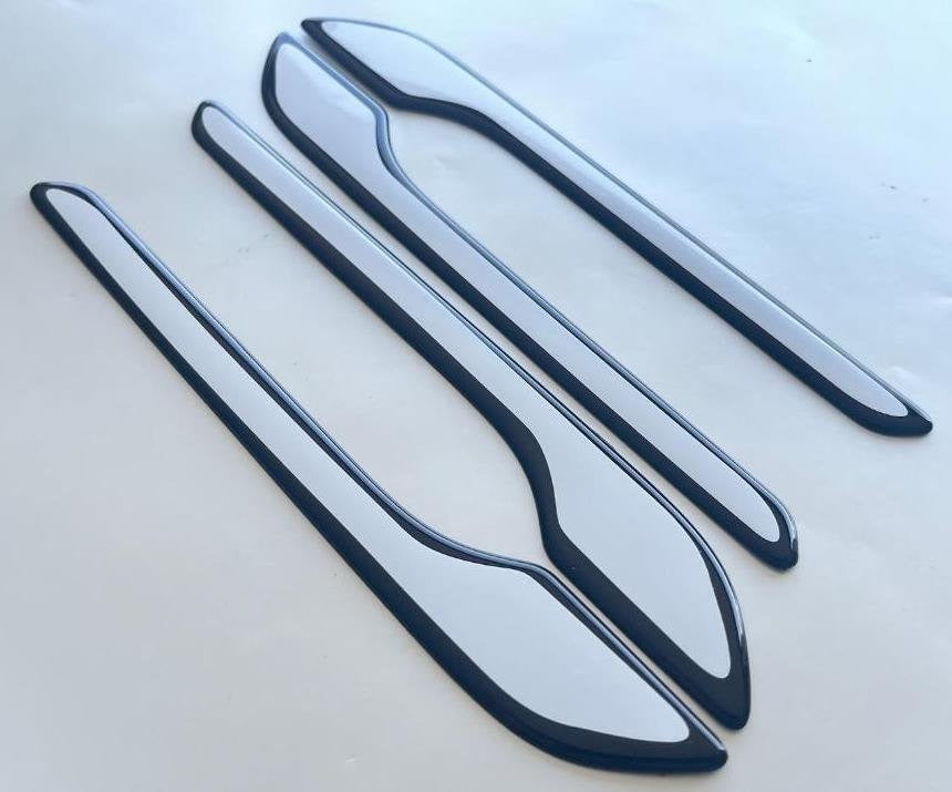 Full Set of Custom Black OR Chrome Door Handle Overlays / Covers For 2017 - 2024 Tesla Model 3 - You Choose The Color of the Middle Insert