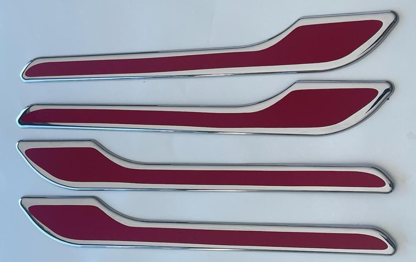 Full Set of Custom Black OR Chrome Door Handle Overlays / Covers For 2017 - 2024 Tesla Model 3 - You Choose The Color of the Middle Insert