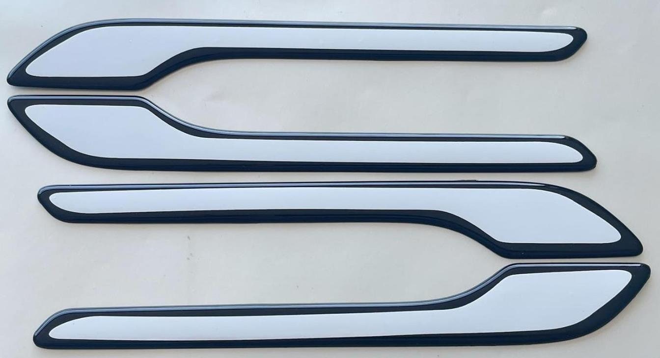 Full Set of Custom Black OR Chrome Door Handle Overlays / Covers For 2017 - 2024 Tesla Model 3 - You Choose The Color of the Middle Insert