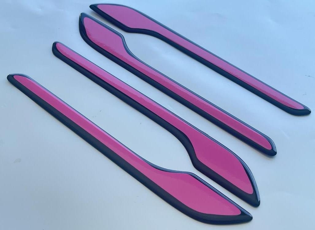 Full Set of Custom Black OR Chrome Door Handle Overlays / Covers For 2017 - 2024 Tesla Model 3 - You Choose The Color of the Middle Insert