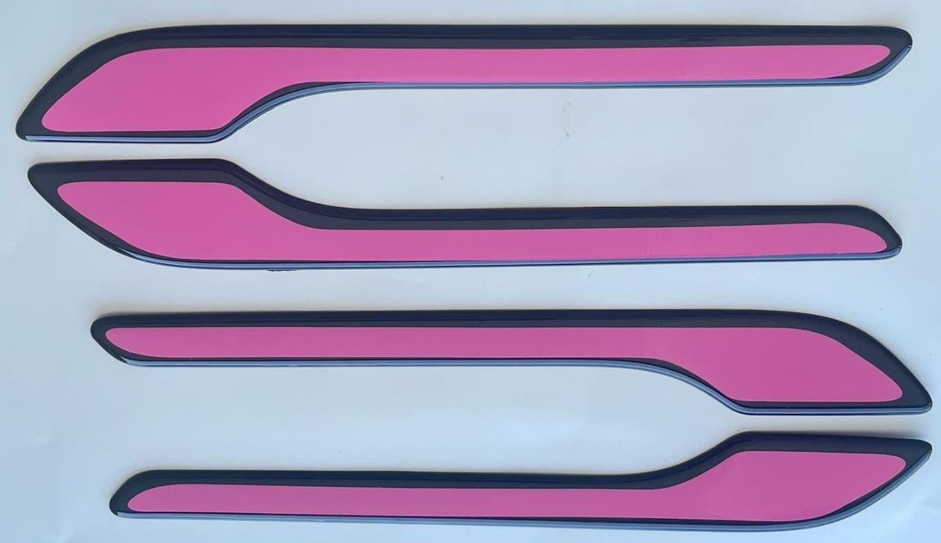 Full Set of Custom Black OR Chrome Door Handle Overlays / Covers For 2017 - 2024 Tesla Model 3 - You Choose The Color of the Middle Insert
