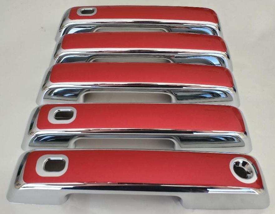 Full Set Custom Black OR Chrome Door Handle Overlays / Covers For the 2021 - 2025 Ford Bronco 5-Door -- You Choose the Middle Color Insert