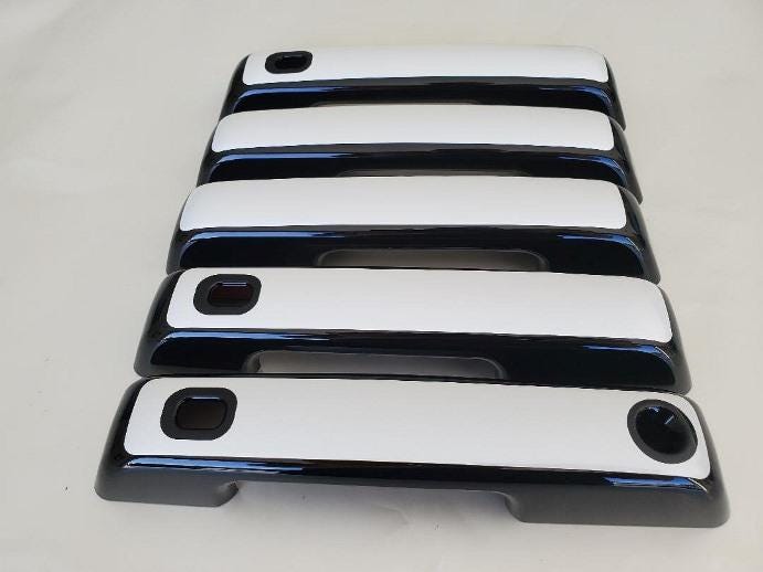 Full Set Custom Black OR Chrome Door Handle Overlays / Covers For the 2021 - 2025 Ford Bronco 5-Door -- You Choose the Middle Color Insert