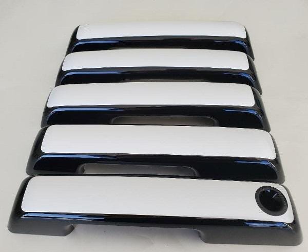 Full Set Custom Black OR Chrome Door Handle Overlays / Covers For the 2021 - 2025 Ford Bronco 5-Door -- You Choose the Middle Color Insert