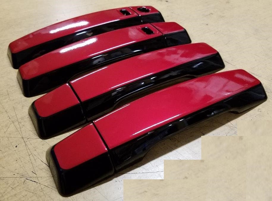 Full Set of Custom Black OR Chrome Door Handle Overlays / Covers For the 2004-2021 Nissan Titan -- You Choose the Color of the Middle Insert