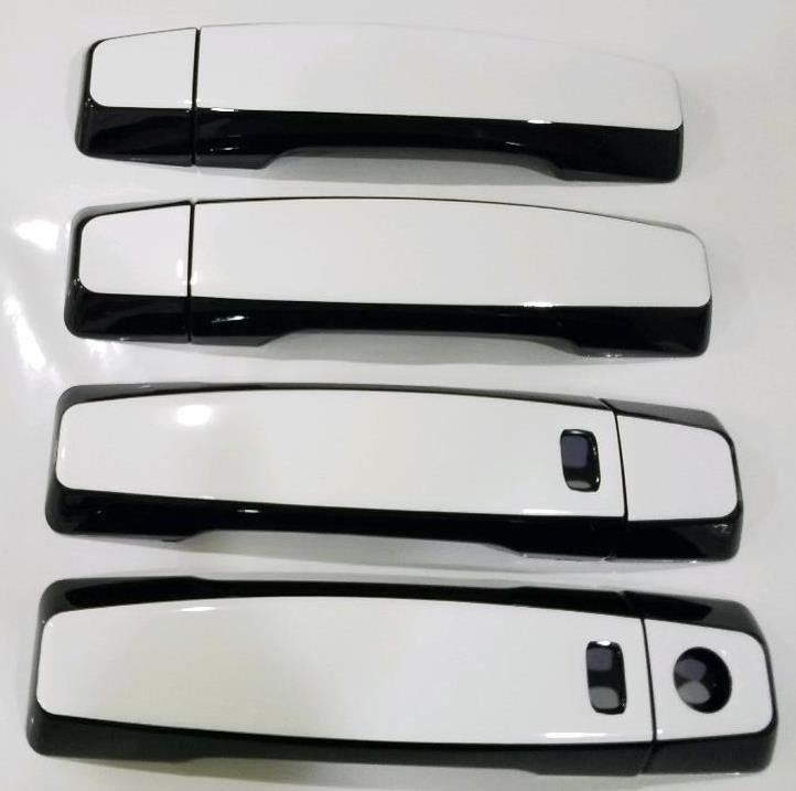 Full Set of Custom Black OR Chrome Door Handle Overlays / Covers For the 2004-2021 Nissan Titan -- You Choose the Color of the Middle Insert