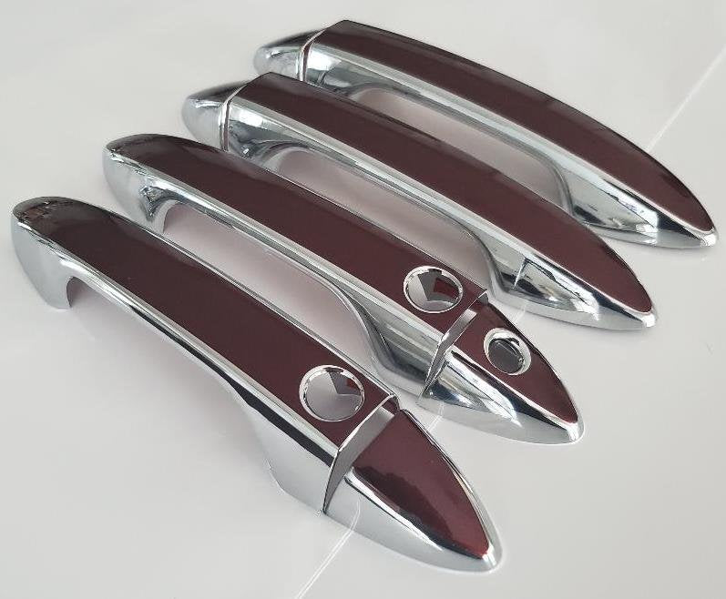 Full Set of Custom Black OR Chrome Door Handle Overlays / Covers For the 2016-2022 Honda Pilot -- You Choose the Color of the Middle Insert