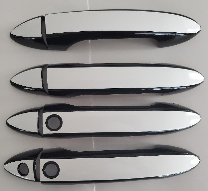 Full Set of Custom Black OR Chrome Door Handle Overlays / Covers For the 2016-2022 Honda Pilot -- You Choose the Color of the Middle Insert