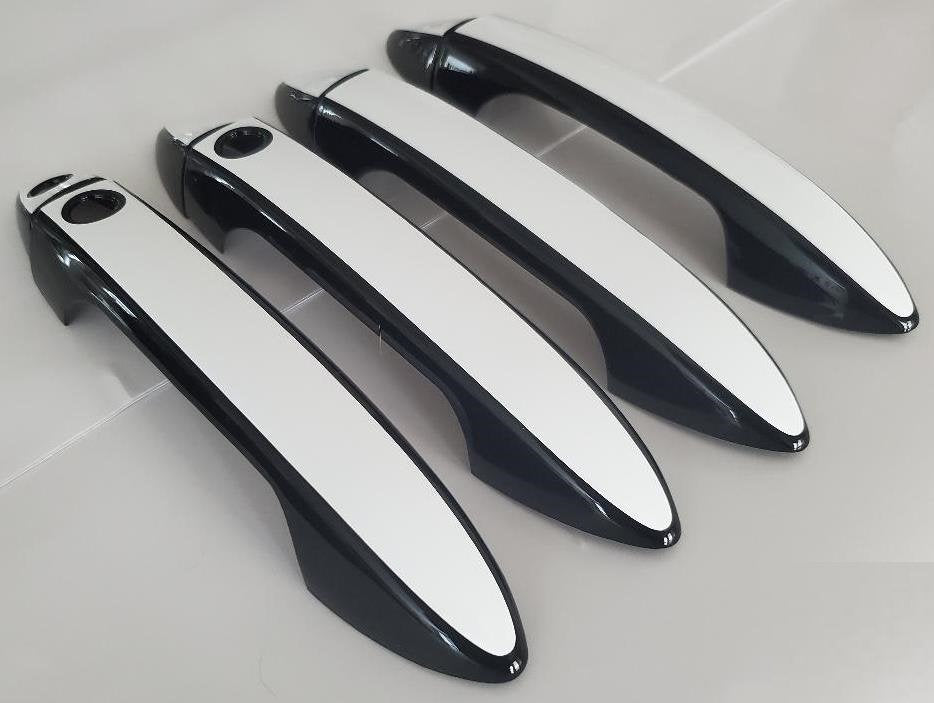Full Set of Custom Black OR Chrome Door Handle Overlays / Covers For the 2016-2022 Honda Pilot -- You Choose the Color of the Middle Insert