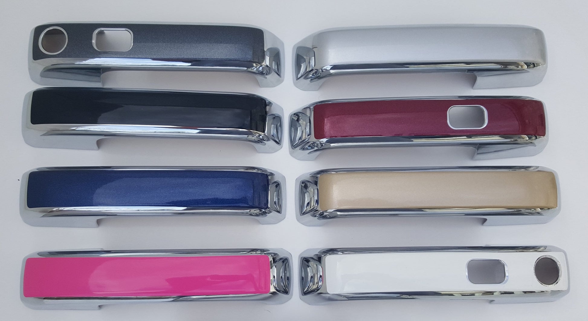Full Set of Custom Black OR Chrome Door Handle Overlays / Covers For the 2015 - 2022 Ford F350  -- You Choose the Middle Color Insert