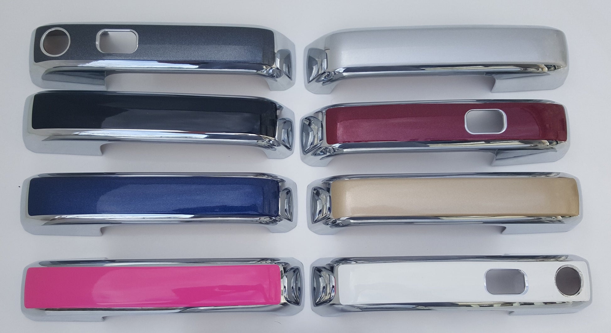 Full Set of Custom Black OR Chrome Door Handle Overlays / Covers For the 2015 - 2019 Ford F150  -- You Choose the Middle Color Insert