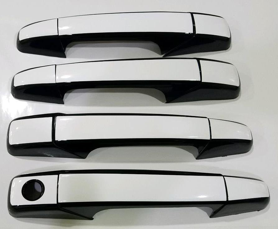 Full Set of Custom Black OR Chrome Door Handle Overlays / Covers For the 2007 - 2014 Chevy Suburban  -- You Choose the Middle Color Insert