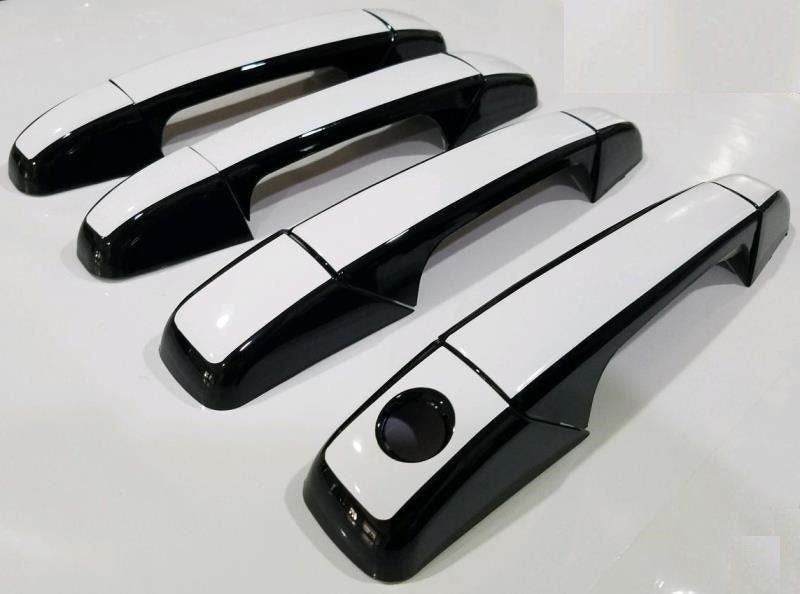 Full Set of Custom Black OR Chrome Door Handle Overlays / Covers For the 2007 - 2013 Cadillac Escalade -- You Choose the Middle Color Insert
